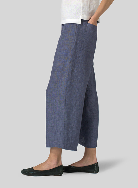 Linen Straight Ankle Pants