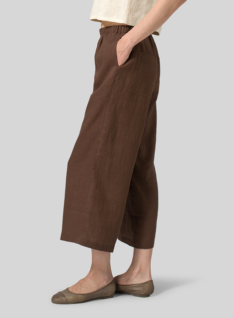 Linen Straight Ankle Pants