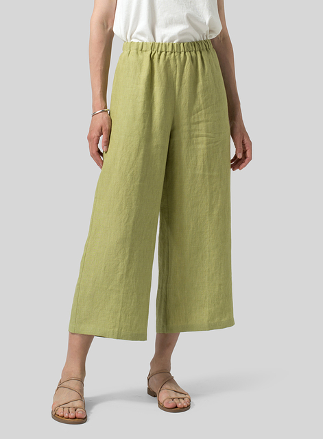 Linen Straight Ankle Pants