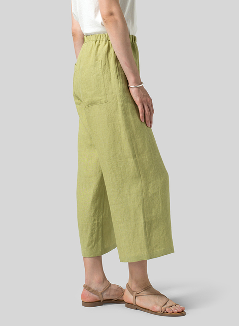 Linen Straight Ankle Pants