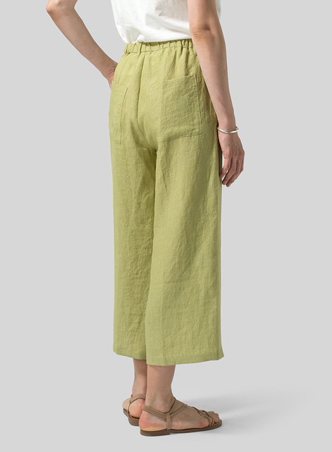 Linen Straight Ankle Pants