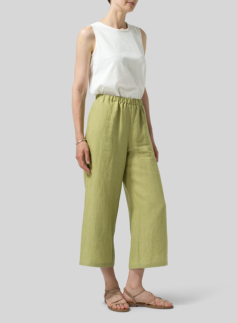 Linen Straight Ankle Pants