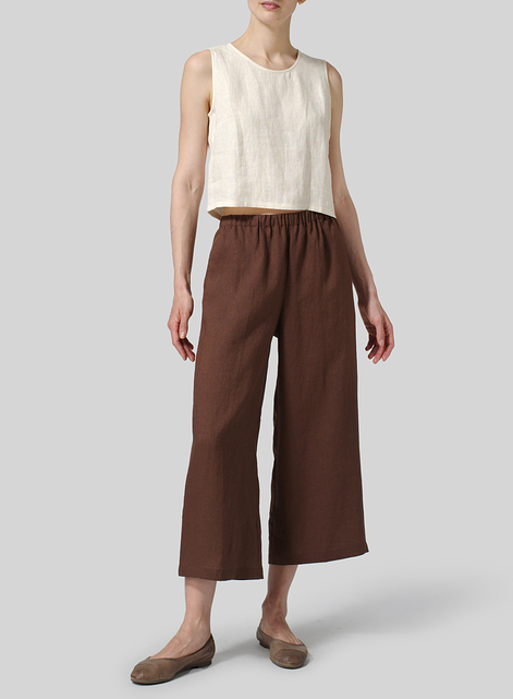 Linen Straight Ankle Pants