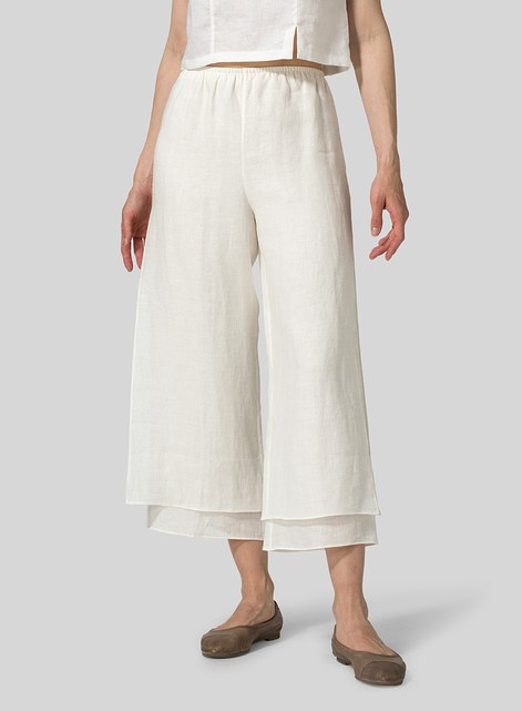 Linen Double Layer Cropped Length Pants