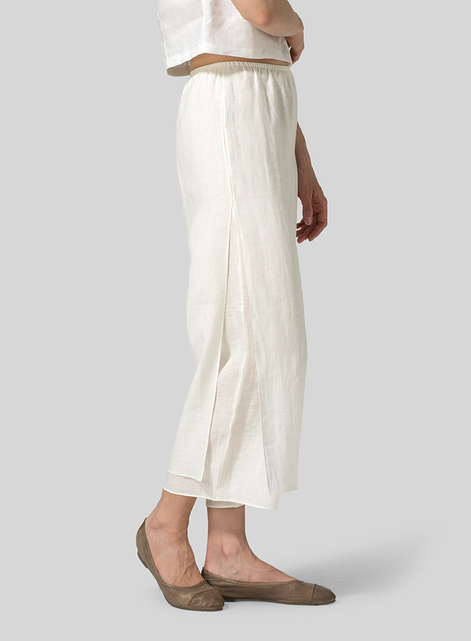 Linen Double Layer Cropped Length Pants