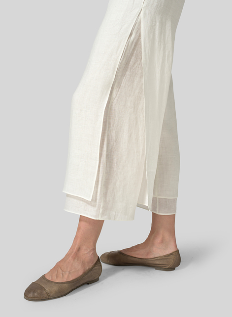 Linen Double Layer Cropped Length Pants