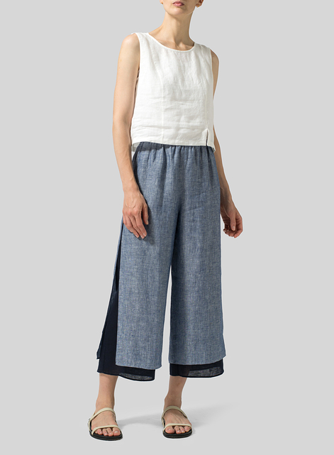 Linen Double Layer Cropped Length Pants