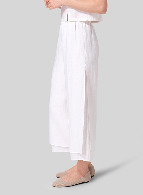 Linen Double Layer Cropped Length Pants