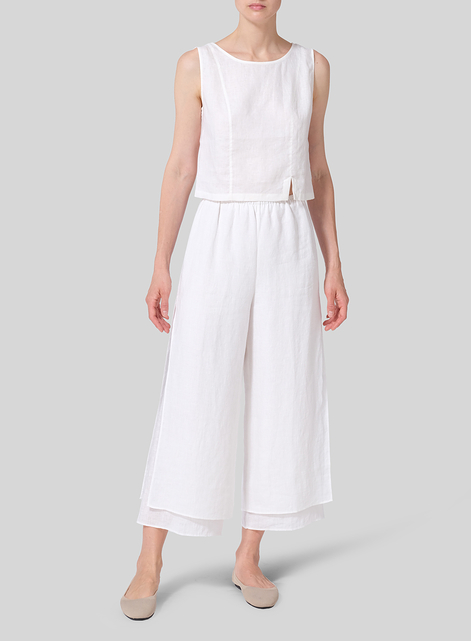 Linen Double Layer Cropped Length Pants