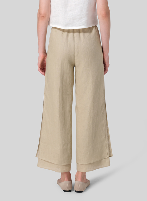 Linen Double Layer Ankle Length Pants