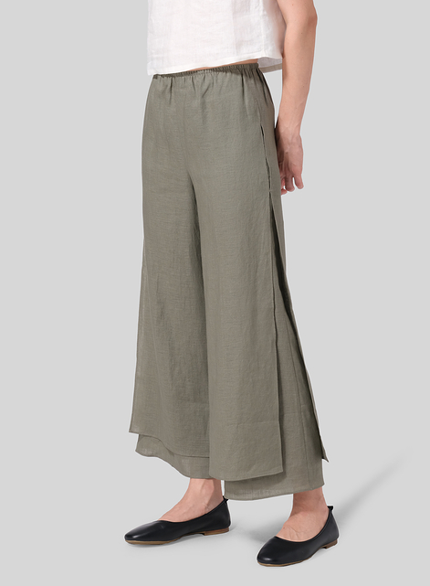 Linen Double Layer Ankle Length Pants