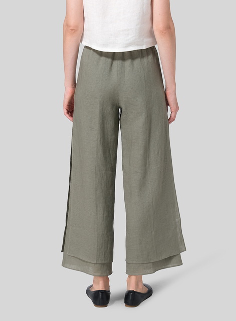 Linen Double Layer Ankle Length Pants