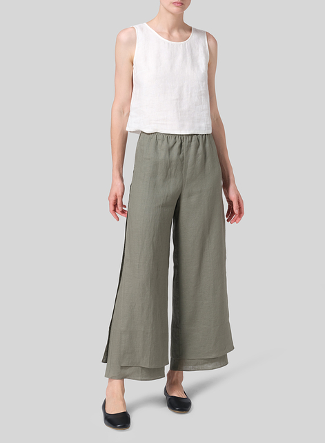 Linen Double Layer Ankle Length Pants