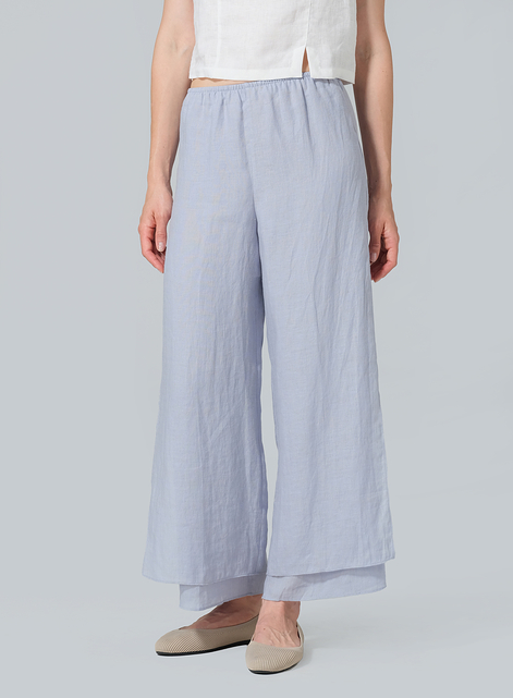 Linen Double Layer Ankle Length Pants