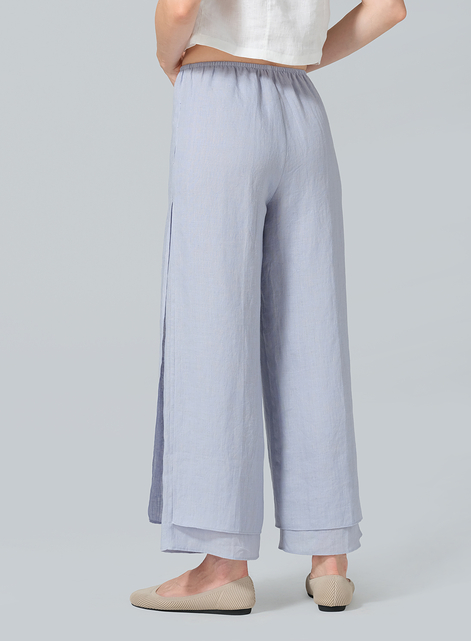 Linen Double Layer Ankle Length Pants