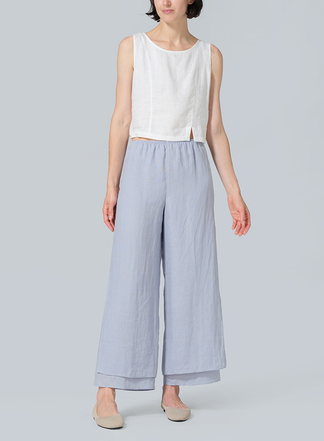 Linen Double Layer Ankle Length Pants