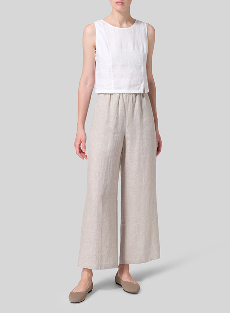 Linen Easy Fit Straight Leg Long Pants