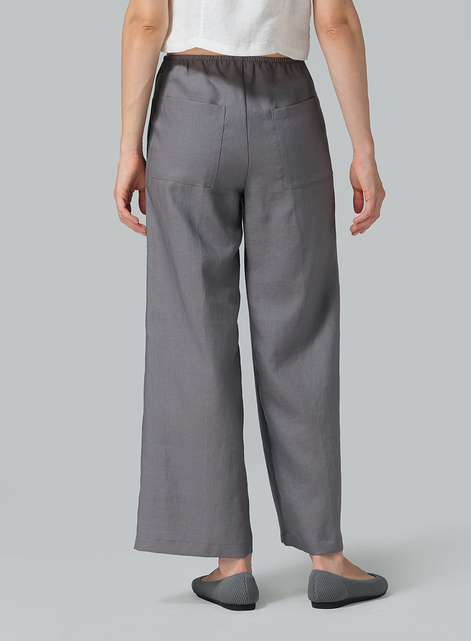 Linen Easy Fit Straight Leg Long Pants