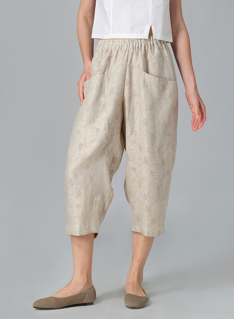 Linen Full Elastic Loose Causal Pants