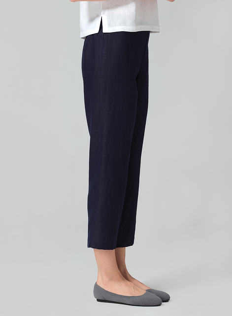 Linen Slim Calf Length Pants