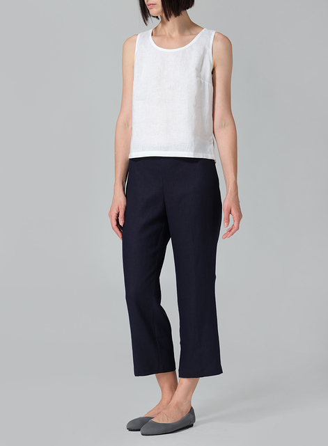 Linen Slim Calf Length Pants