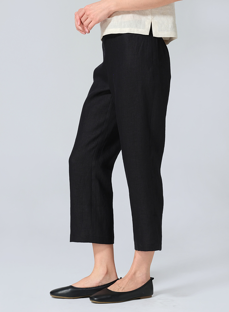 Linen Slim Calf Length Pants