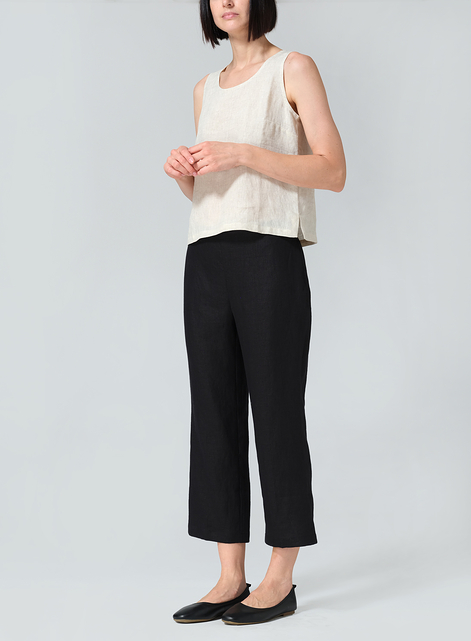 Linen Slim Calf Length Pants