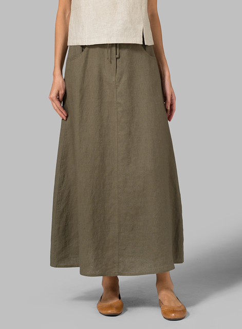 Linen High Rise Long Skirt