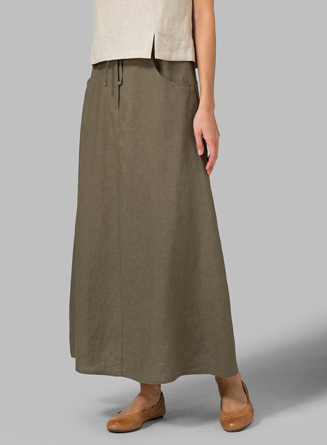 Linen High Rise Long Skirt