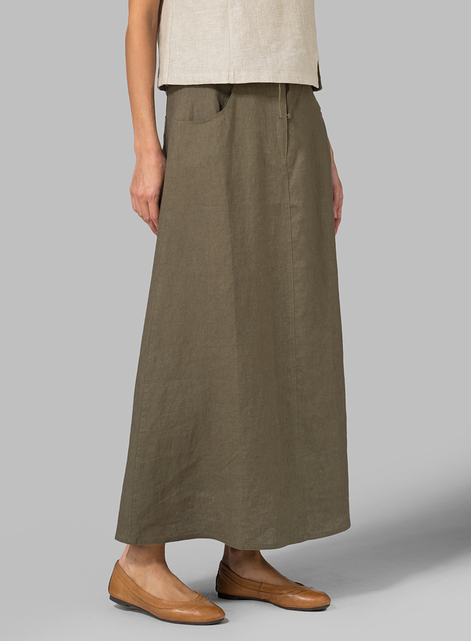 Linen High Rise Long Skirt