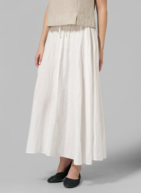 Linen Long Flared Skirt