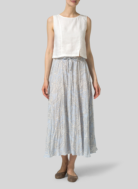 Linen Long Flared Skirt