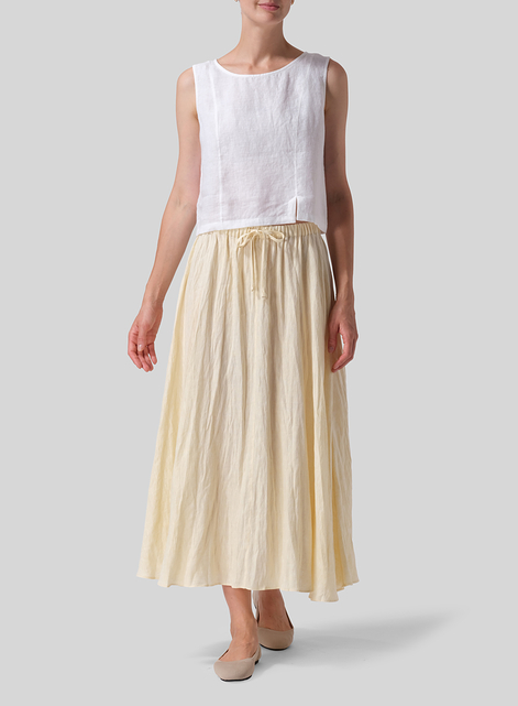 Linen Long Flared Skirt