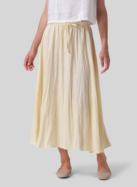 Linen Long Flared Skirt