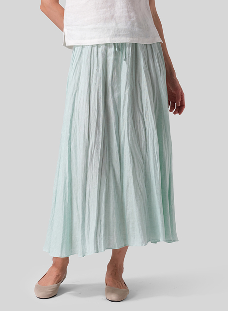 Linen Long Flared Skirt