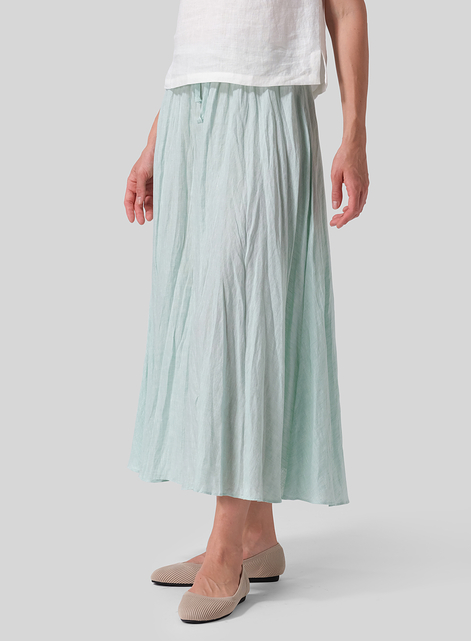 Linen Long Flared Skirt