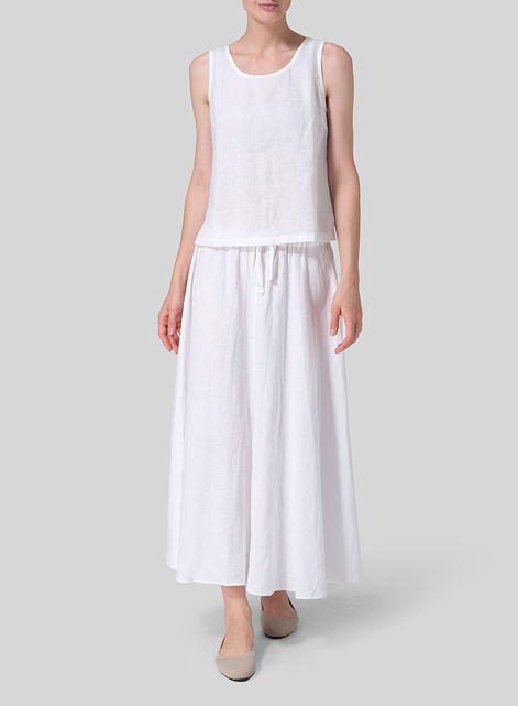 Linen Long Flared Skirt