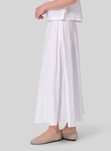 Linen Long Flared Skirt