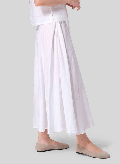 Linen Long Flared Skirt