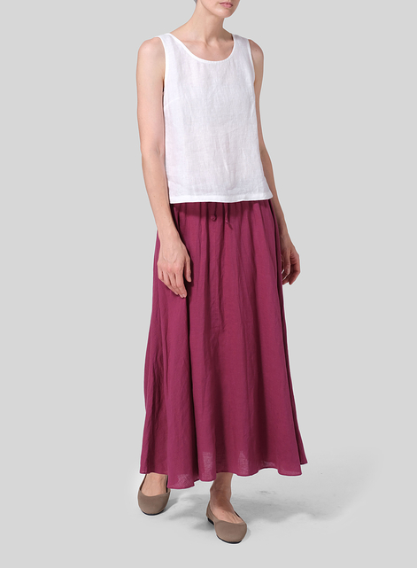 Linen Long Flared Skirt