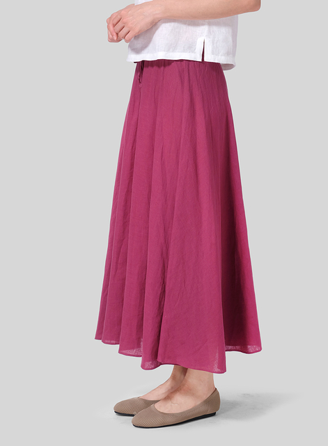 Linen Long Flared Skirt