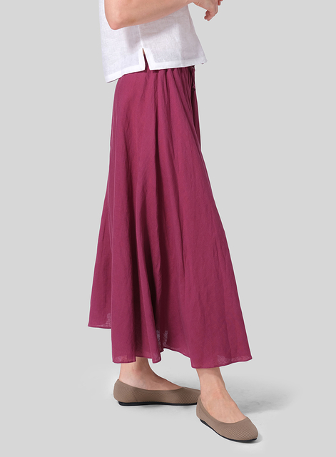 Linen Long Flared Skirt