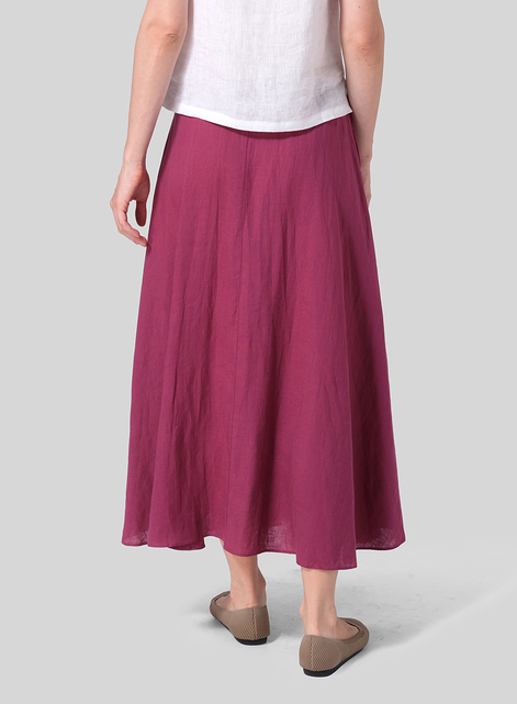 Linen Long Flared Skirt