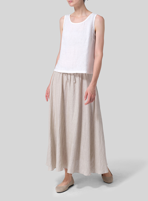 Linen Long Flared Skirt