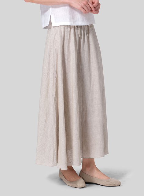 Linen Long Flared Skirt