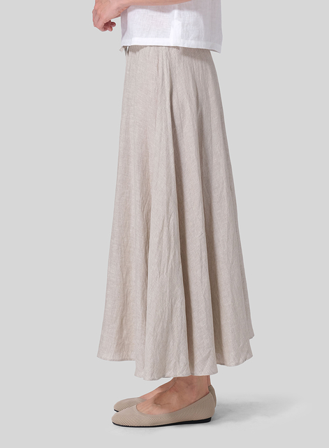 Linen Long Flared Skirt