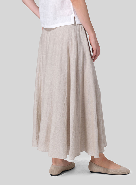 Linen Long Flared Skirt