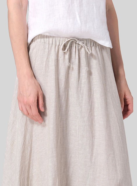 Linen Long Flared Skirt