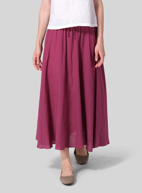 Linen Long Flared Skirt