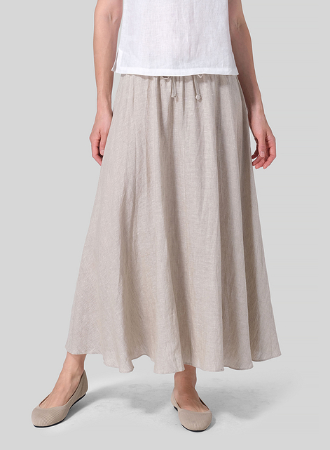 Linen Long Flared Skirt